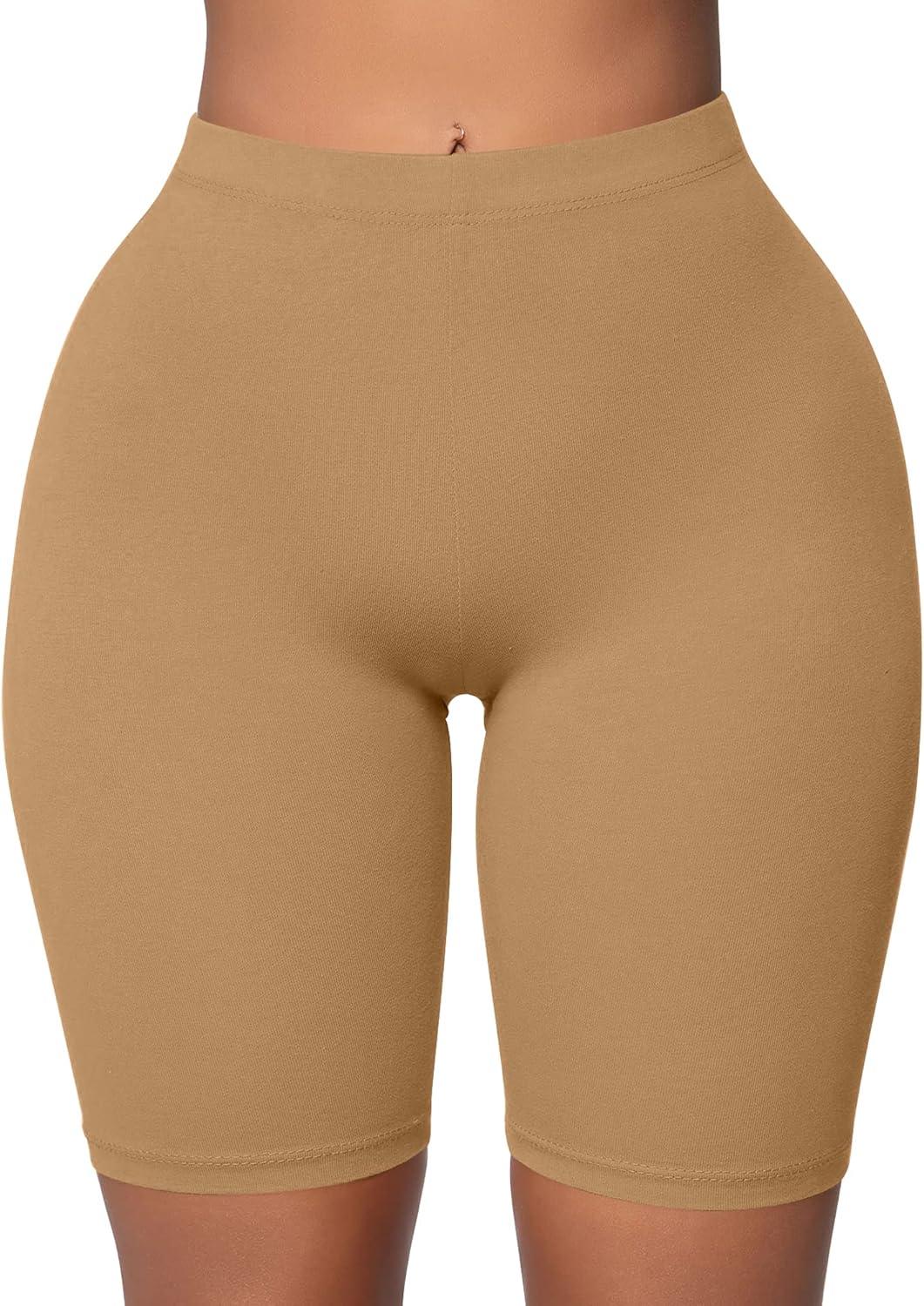 imageBORIFLORS Womens Athletic Workout High Waist Gym Biker Shorts01 Khaki