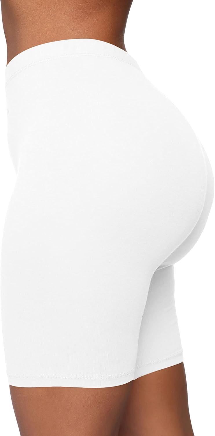 imageBORIFLORS Womens Athletic Workout High Waist Gym Biker Shorts01 White