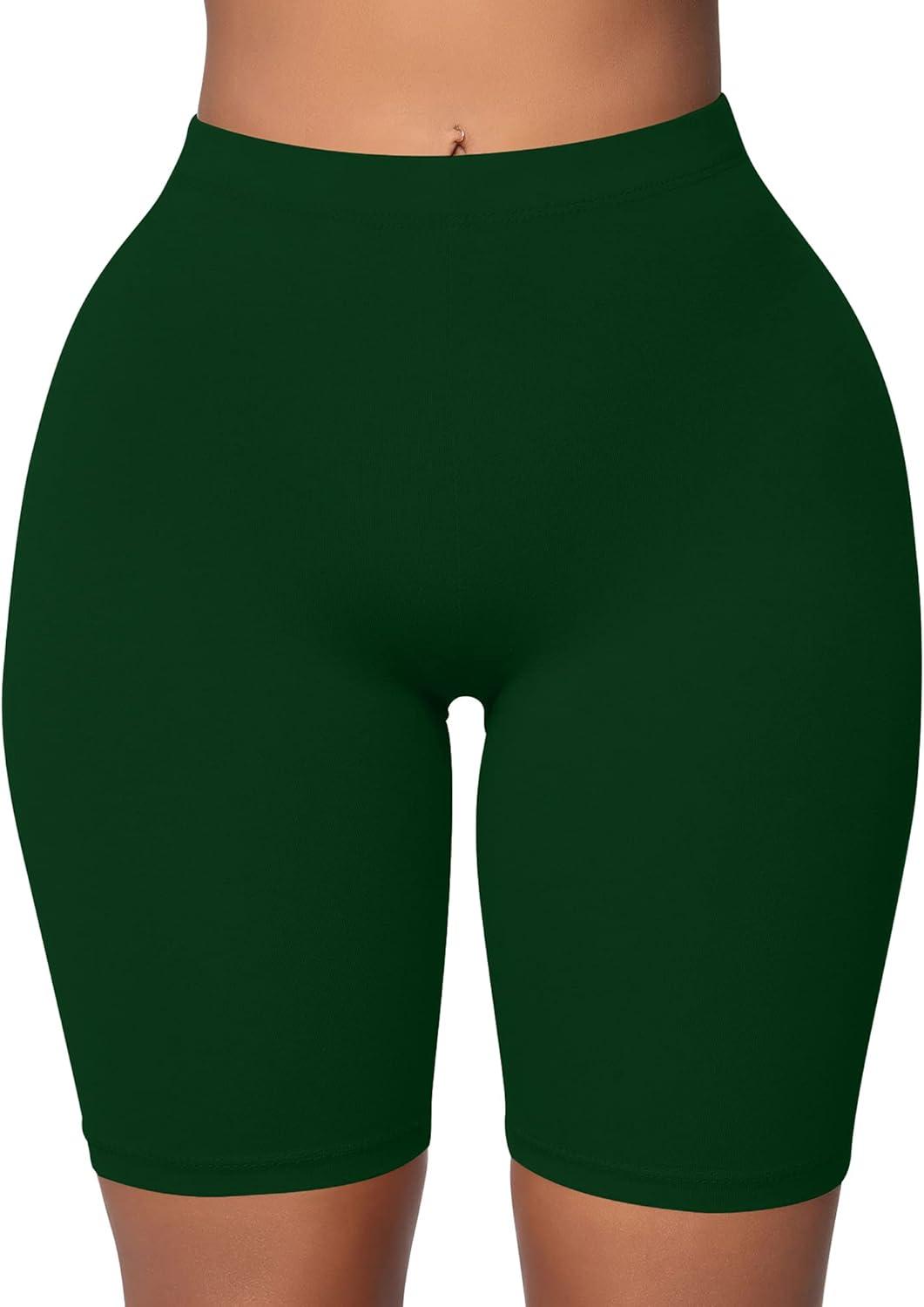 imageBORIFLORS Womens Athletic Workout High Waist Gym Biker ShortsDark Green