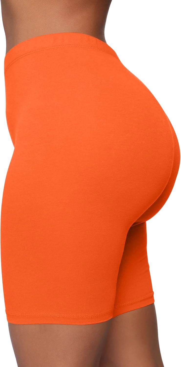 imageBORIFLORS Womens Athletic Workout High Waist Gym Biker ShortsOrange
