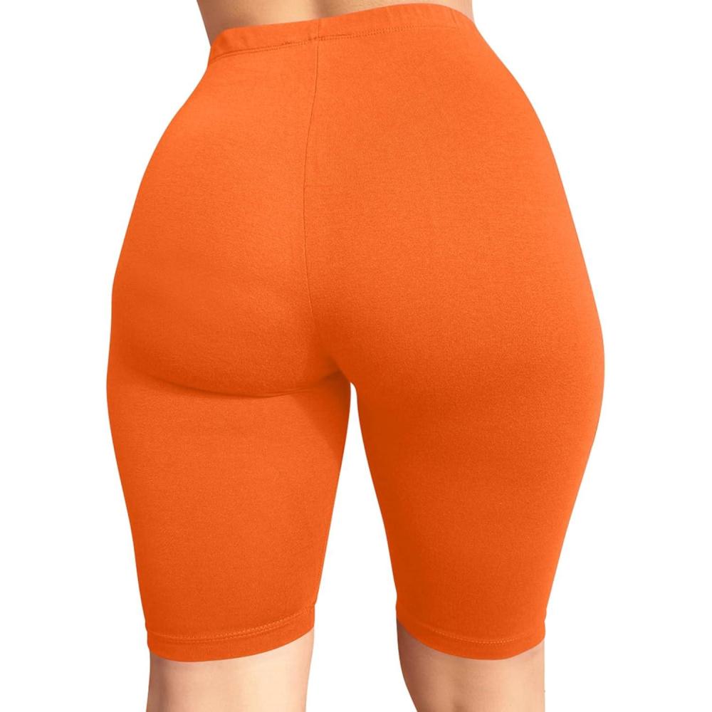 imageBORIFLORS Womens Athletic Workout High Waist Gym Biker ShortsOrange