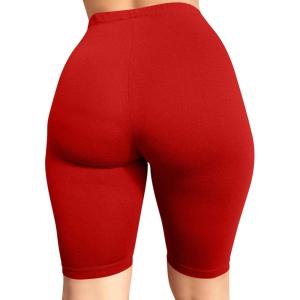 BORIFLORS Women’s Athletic Workout High Waist Gym Biker Shorts(01 Red)