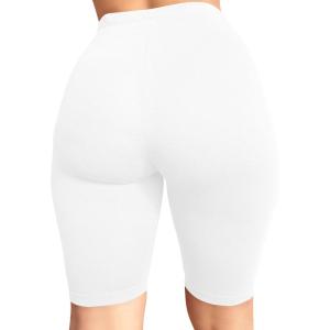 BORIFLORS Women’s Athletic Workout High Waist Gym Biker Shorts(01 White)