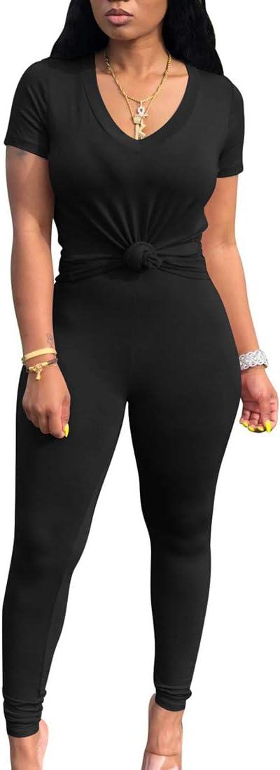 imageBORIFLORS 2 Piece Outfits for Women Workout Track Suits Long Sleeve Top Jogger Legging Pants SetsAshort Sleeve Pants Setblack