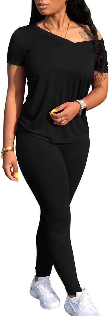 imageBORIFLORS 2 Piece Outfits for Women Workout Track Suits Long Sleeve Top Jogger Legging Pants SetsAshort Sleeve Pants Setblack