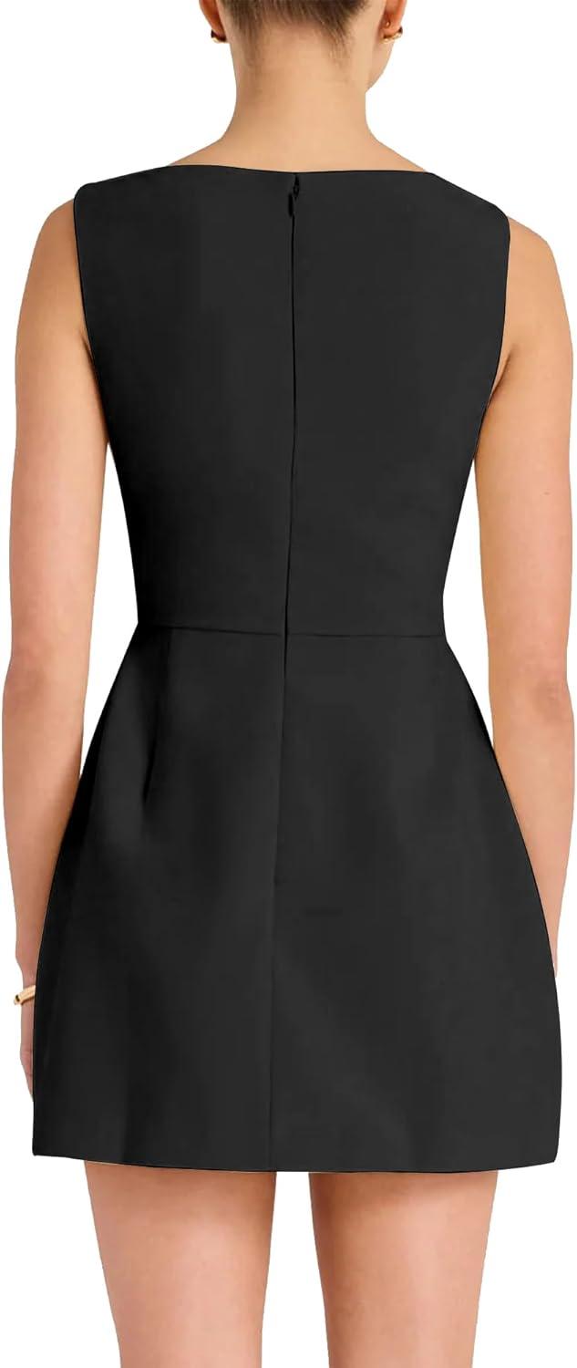 imageBORIFLORS Womens Sexy Bodycon Boat Neck Mini Dresses Elegant Classy Work Party Short DressBlack