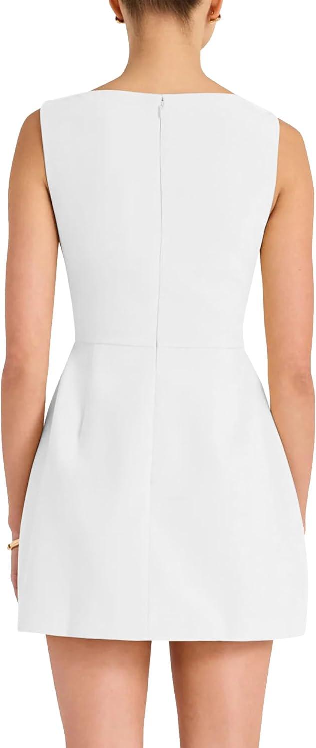 imageBORIFLORS Womens Sexy Bodycon Boat Neck Mini Dresses Elegant Classy Work Party Short DressWhite