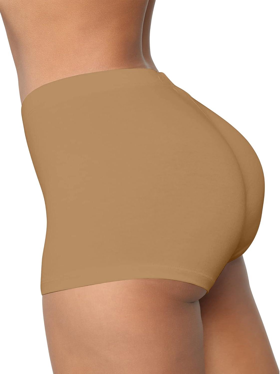 imageBORIFLORS Womens Sexy Workout Gym Biker Elastic Waist Booty ShortsKhaki