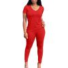 A-short Sleeve Pants Set-red