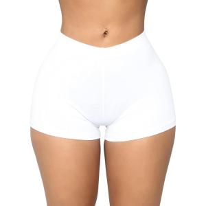 BORIFLORS Women’s Sexy Workout Gym Biker Elastic Waist Booty Shorts(White)