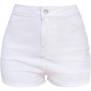 Short en jean décontracté pour femme, taille haute, pantalon amincissant, couleur unie, style court, élégant, pour le travail, l&rsquo;été, le quotidien(Blanc)