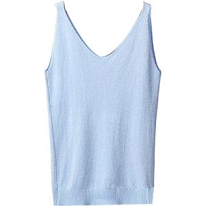 Haut à paillettes pour femme – Col en V – Bleu à paillettes – Débardeur à paillettes – Crop Tops sans manches – Débardeur sexy – Tenue festive – Gilet élégant Y2K(G)