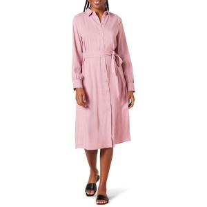 Amazon Essentials Robe-chemise mi-longue en tissu georgette à manches longues Femme(Mauve)