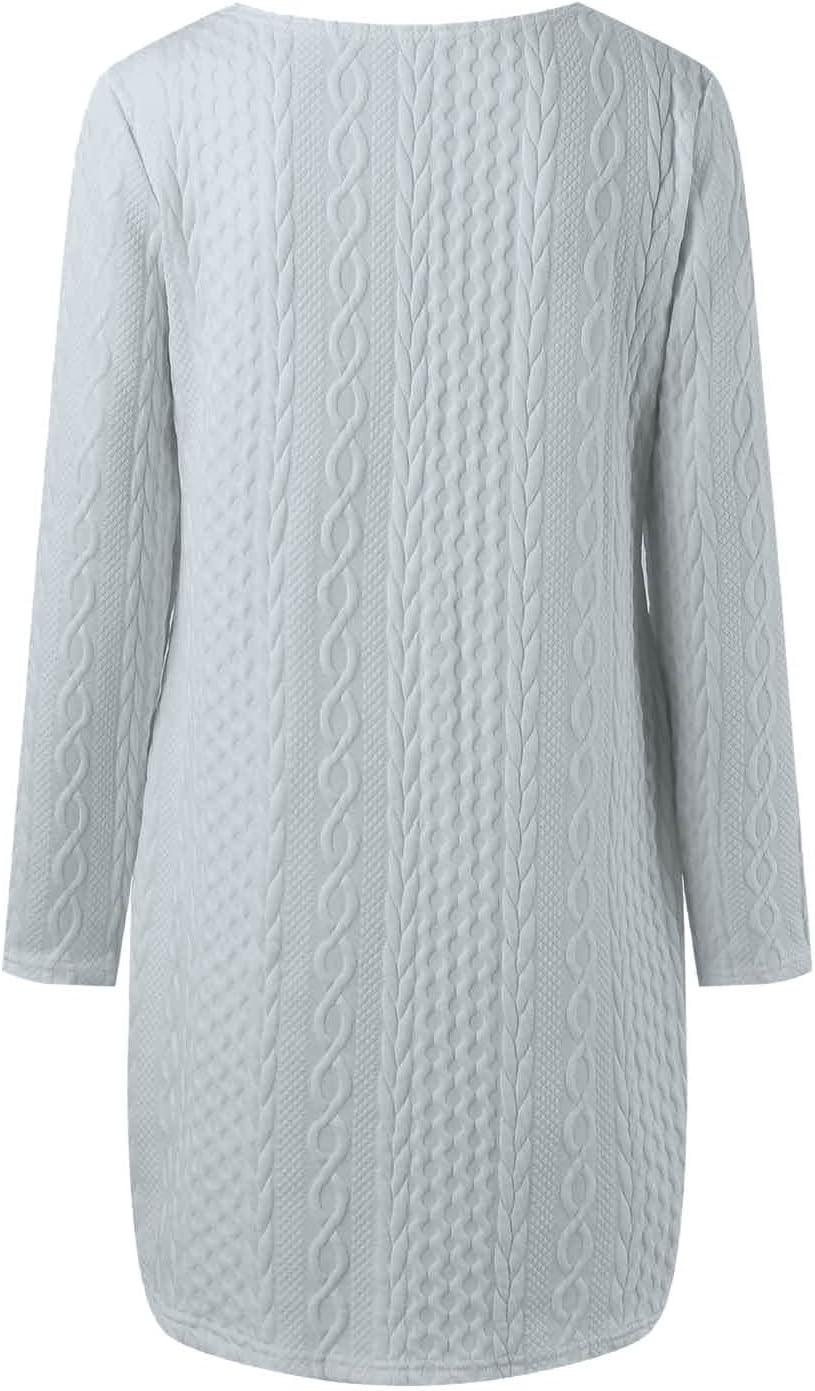 imageGnrique Robe Pull Femme Col V Dentelle Ample en Maille Long Pullover Tricot Robe De Nol Manche Longue Robe De Soire Mini Robe Sweat Dcontract01 Gris