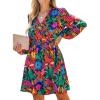 Motif Floral Rouge et Bleu