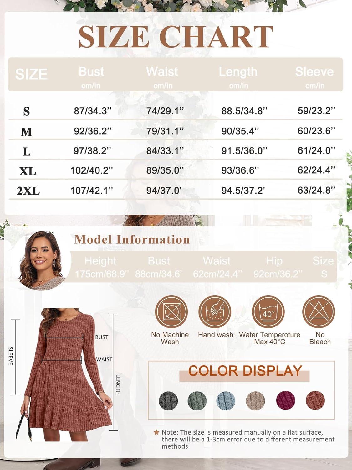 image:imageRobe Hiver Femme Chic et Elegant Manche Longue Robe Pull ALine Col Rond pour Femme Robe Pull Casual Robe Automne et HiverOrange