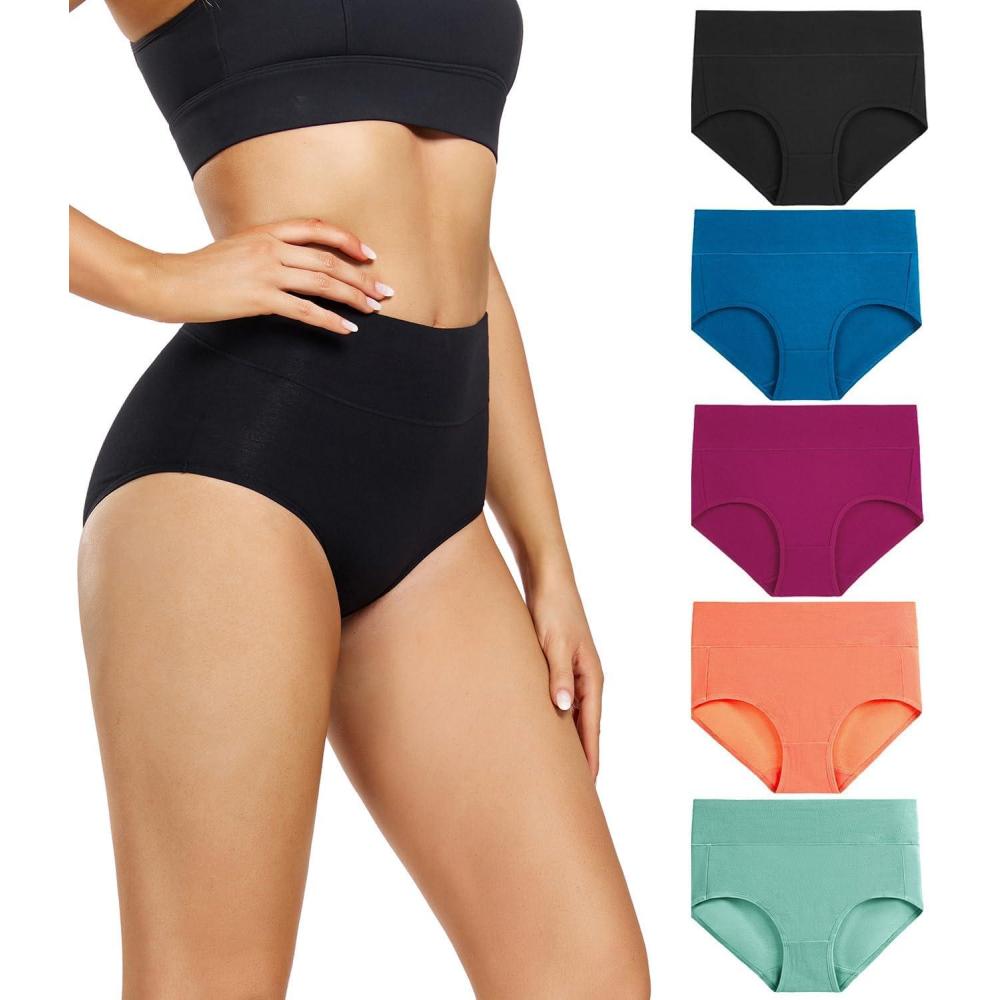 image:imagewirarpa Culotte Femme Coton Taille Haute Slips Lot de 5Multicolore