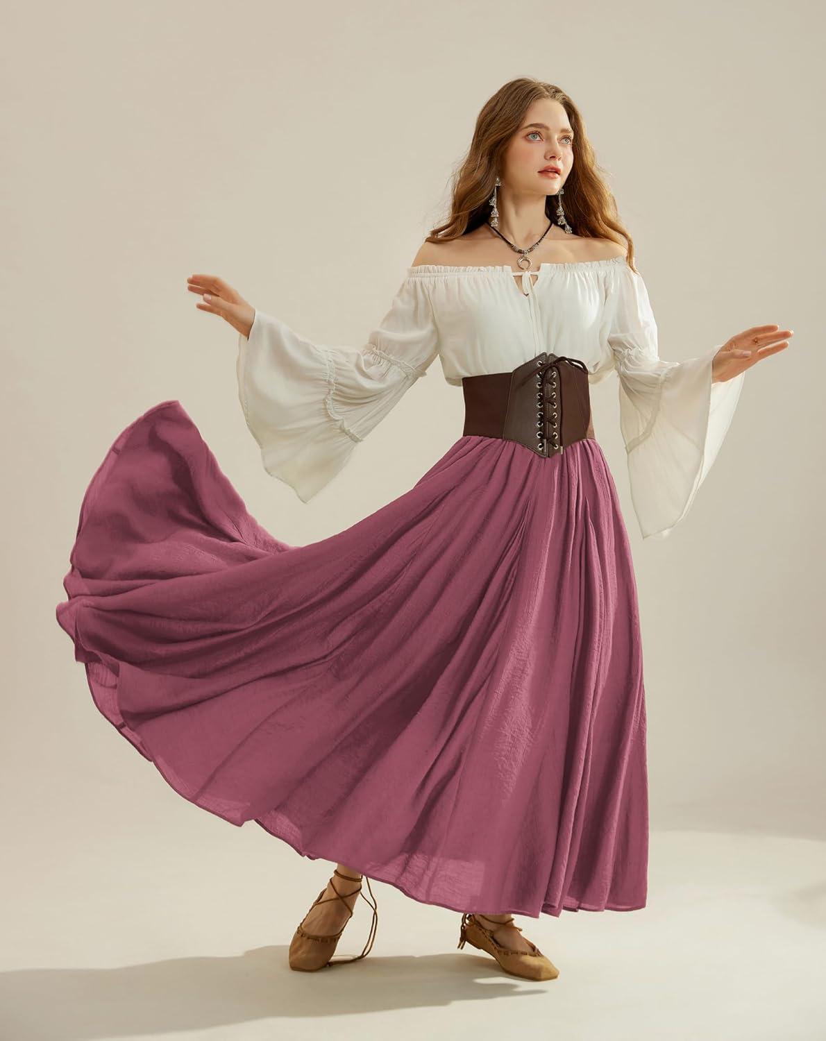image:imageSCARLET DARKNESS Jupe Longue Mdivale pour Femme ALine dhiver Taille lastiqueBordeaux