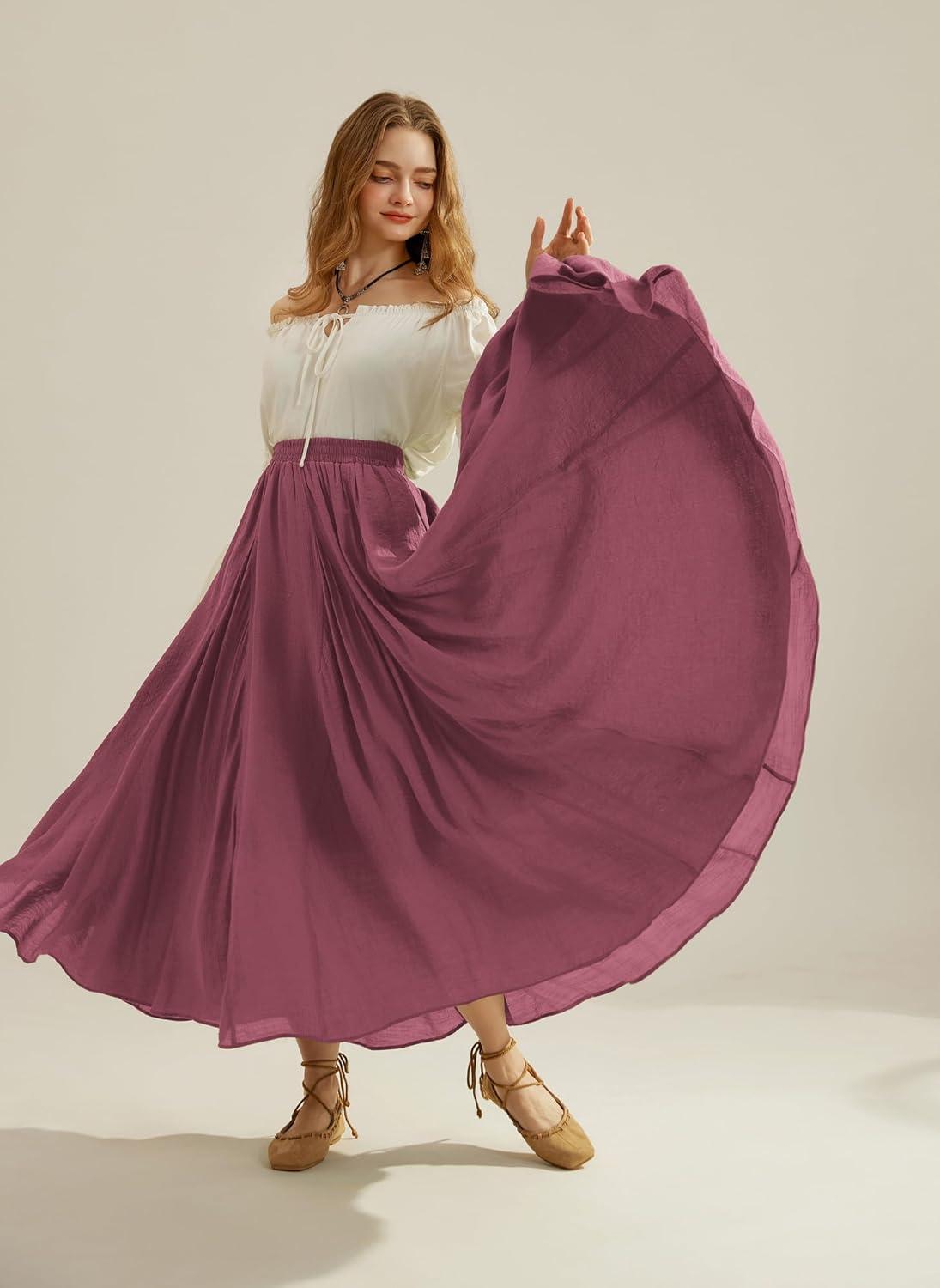 image:imageSCARLET DARKNESS Jupe Longue Mdivale pour Femme ALine dhiver Taille lastiqueBordeaux