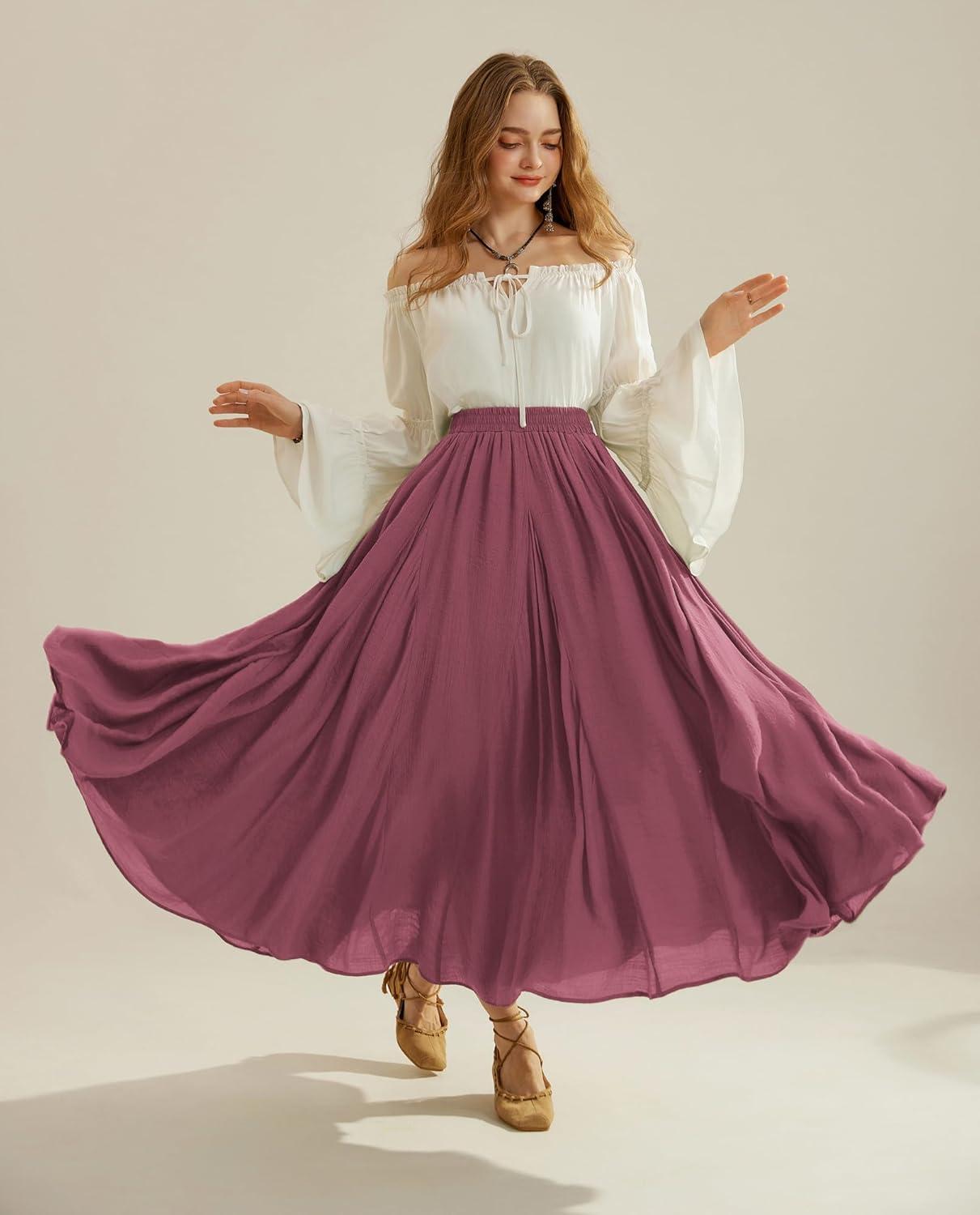 image:imageSCARLET DARKNESS Jupe Longue Mdivale pour Femme ALine dhiver Taille lastiqueBordeaux