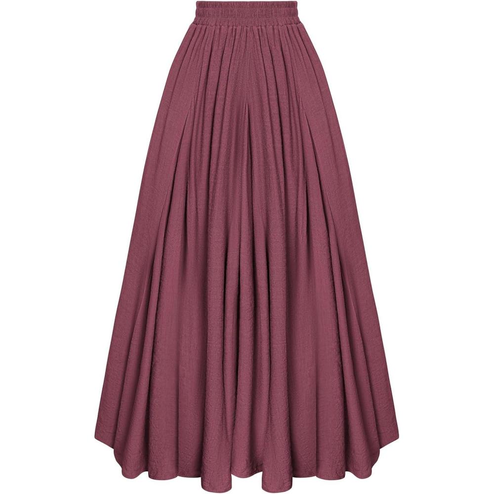 image:imageSCARLET DARKNESS Jupe Longue Mdivale pour Femme ALine dhiver Taille lastiqueBordeaux
