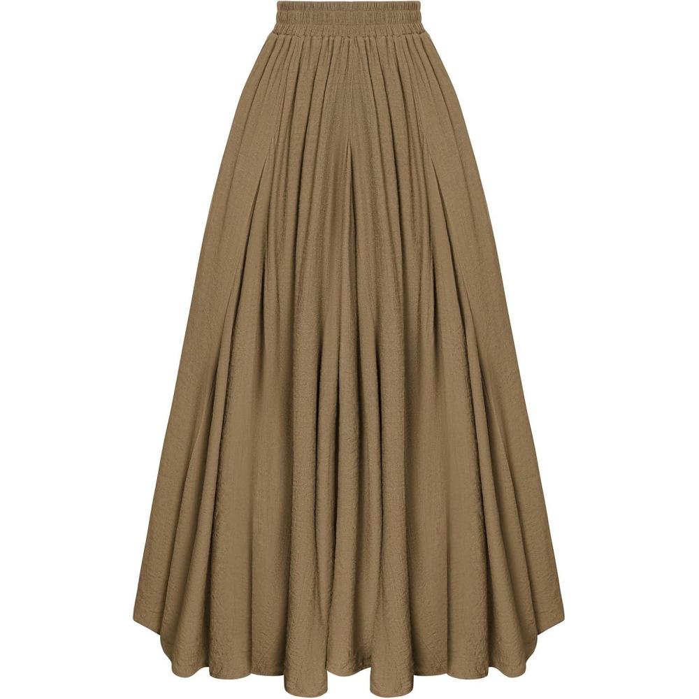 image:imageSCARLET DARKNESS Jupe Longue Mdivale pour Femme ALine dhiver Taille lastiqueJaune Fonc