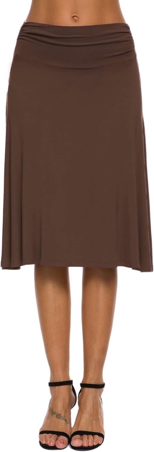 image:imageEXCHIC Femme lgant Taille Elastique ALigne Yoga Jupe Solide t Midi JupeCoco