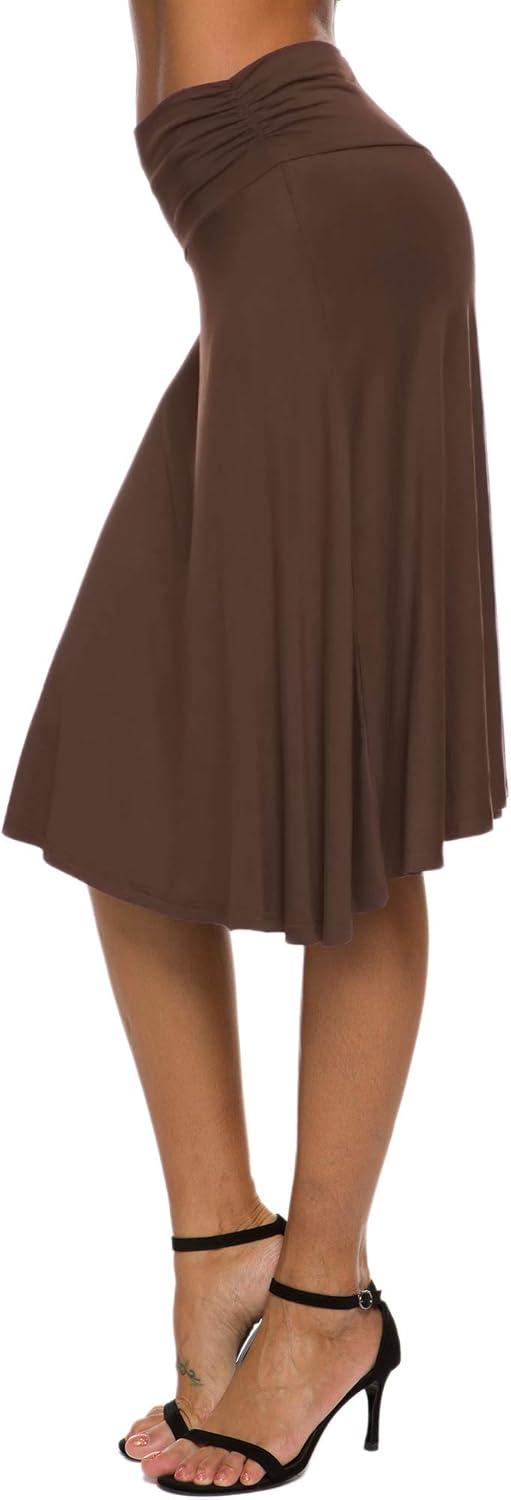 image:imageEXCHIC Femme lgant Taille Elastique ALigne Yoga Jupe Solide t Midi JupeCoco