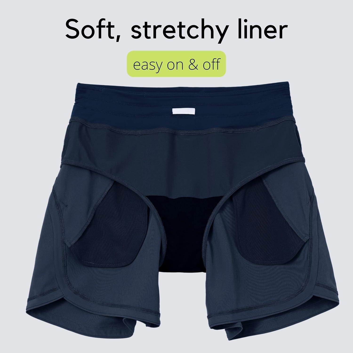 image:imageWILLIT Short de bain pour femme Schage rapide Taille haute Protection UVA UPF50 Avec poches doublesBleu Marine
