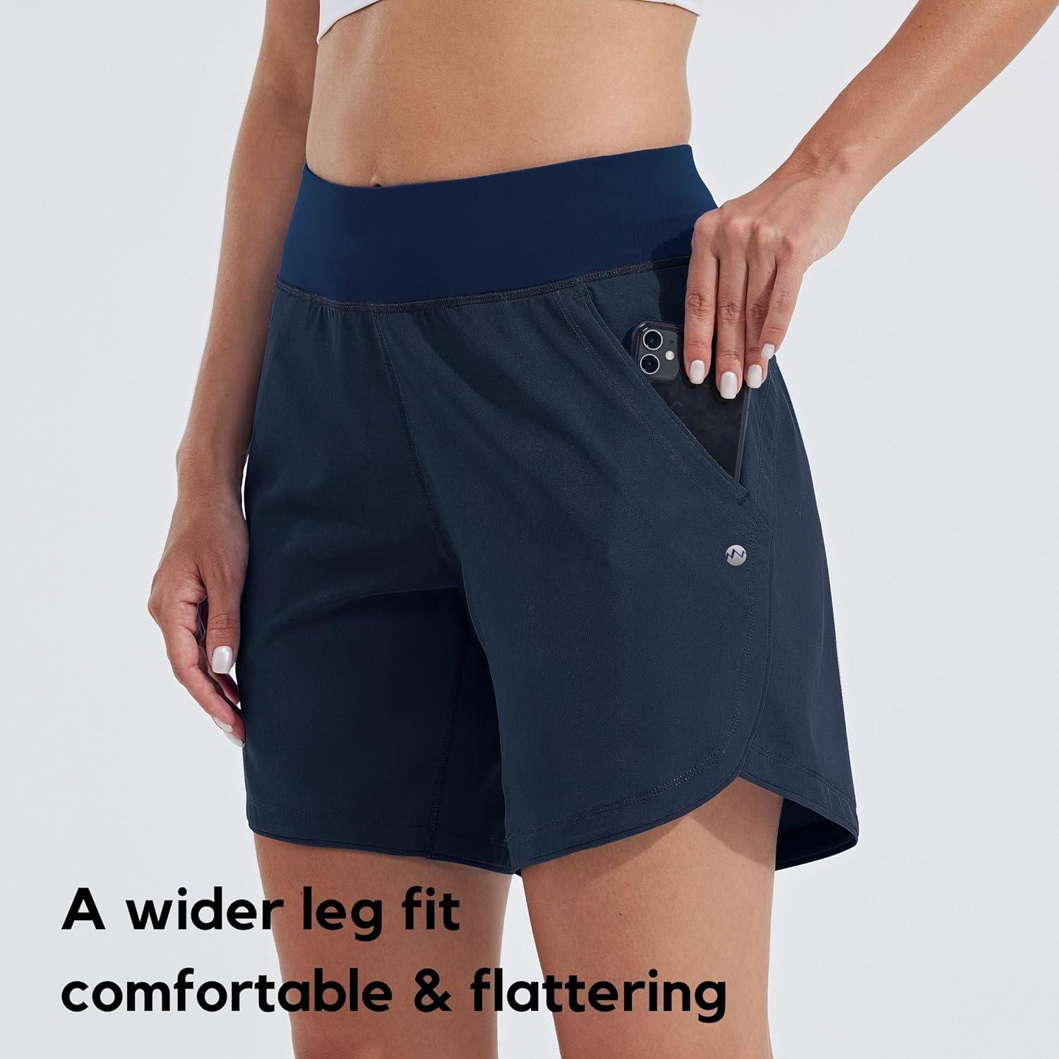 image:imageWILLIT Short de bain pour femme Schage rapide Taille haute Protection UVA UPF50 Avec poches doublesBleu Marine