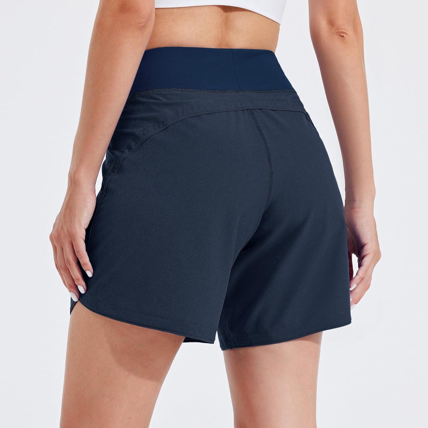 image:imageWILLIT Short de bain pour femme Schage rapide Taille haute Protection UVA UPF50 Avec poches doublesBleu Marine