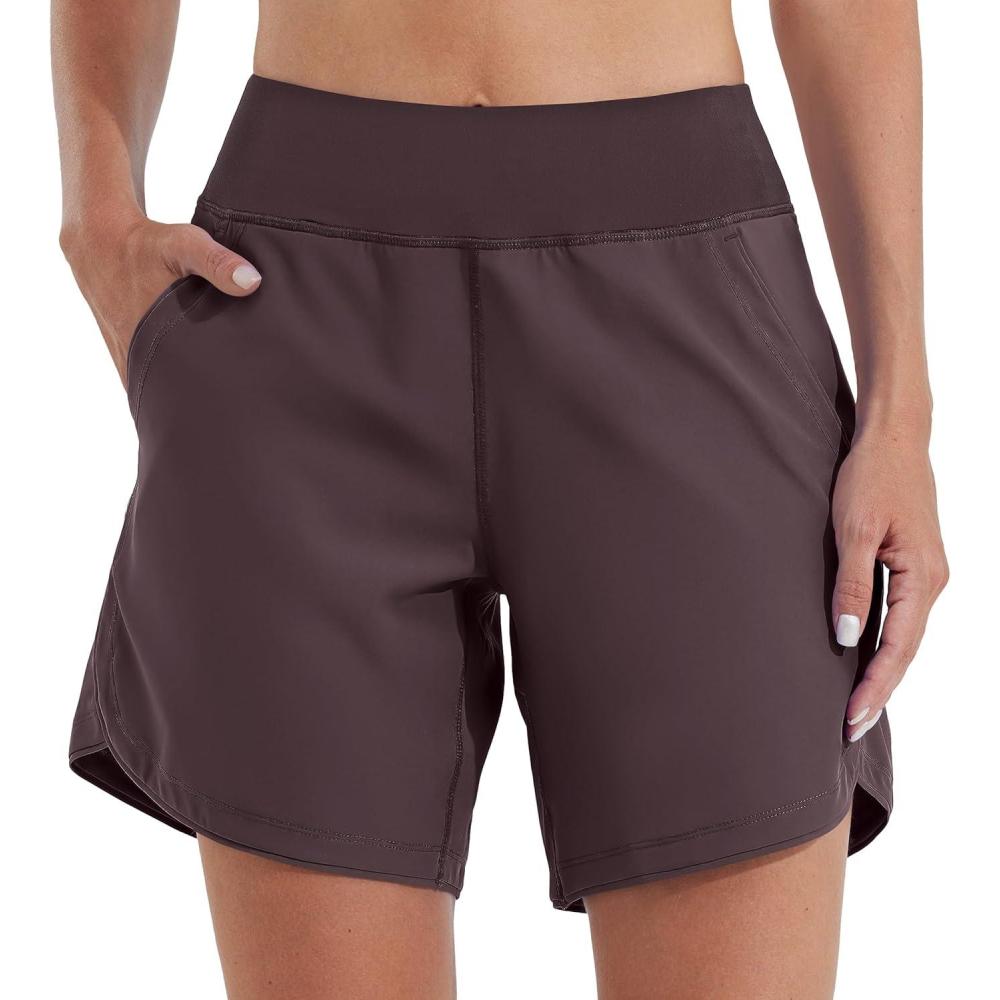 image:imageWILLIT Short de bain pour femme Schage rapide Taille haute Protection UVA UPF50 Avec poches doublesBordeaux